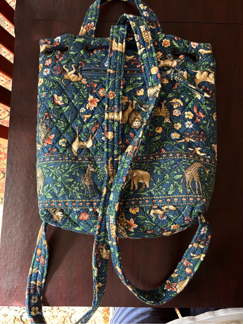 Vera Bradley Safari Floral Blue Backpack & Matching Card Case Set - Picture 7 of 12